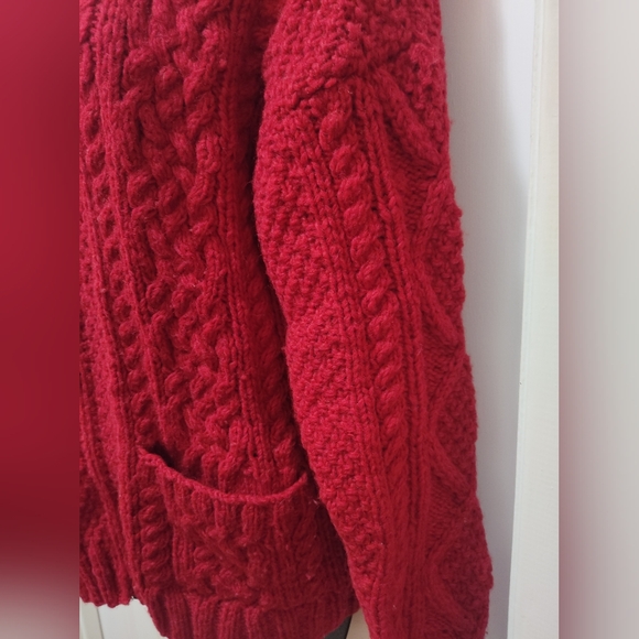 Women's Vintage Romney 100% Wool Zip Front Hooded Cardigan Sweater - Picture 3 of 6